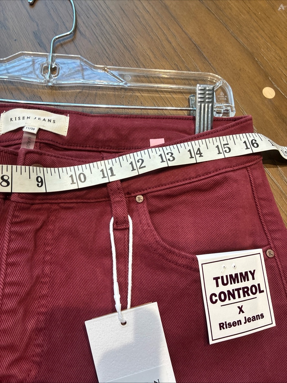 Risen Wide-Leg Tummy Control Jeans — Wine Red - Picture 9 of 12